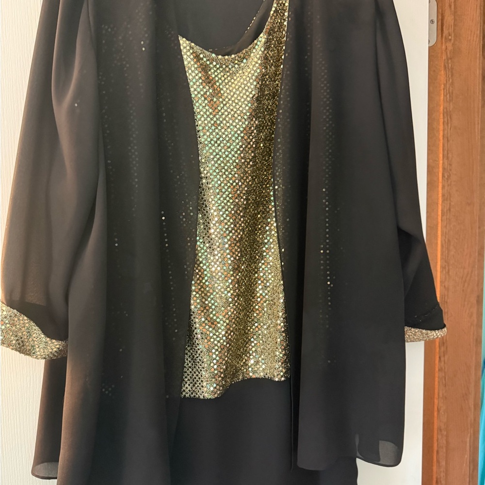 Patra Black and Gold Midi Dress